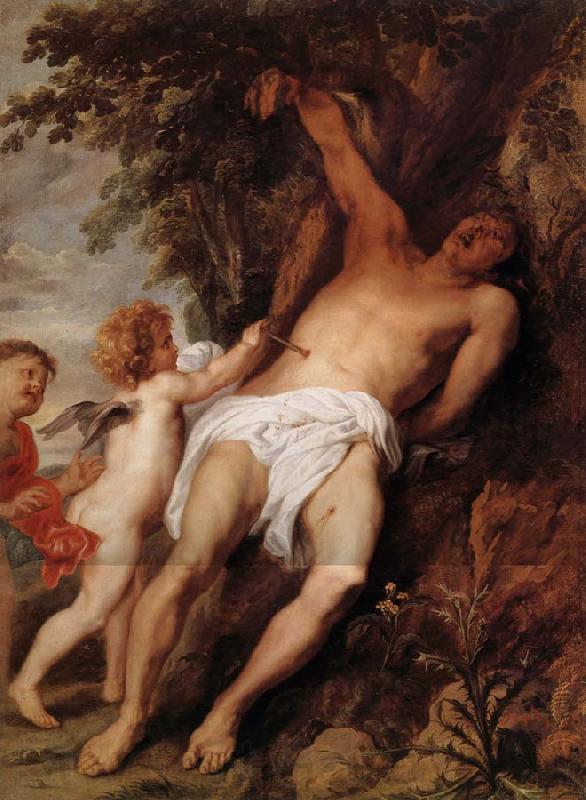 Anthony Van Dyck Saint Sebastien secouru par les anges Norge oil painting art